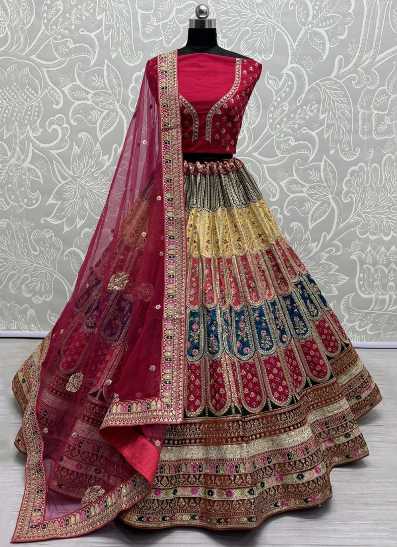 Sterling Multi Colour Embroidered Silk Trendy Lehenga Choli