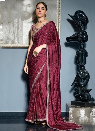 Sterling Woven Maroon Viscose Classic Saree