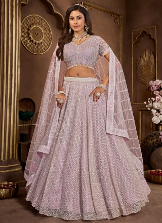 Stone Net Readymade Lehenga Choli in Lavender