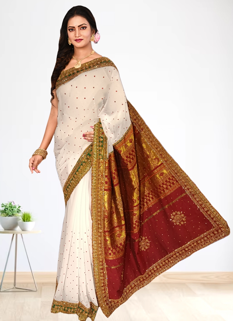 Strange White Classic Saree