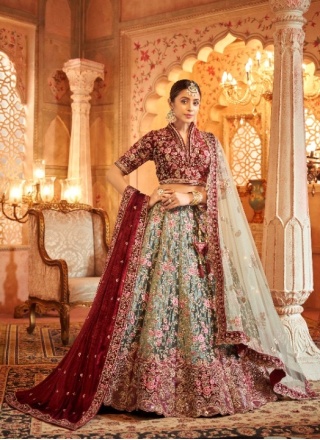 Stunning Art Dupion Silk Cut Dana Lehenga Choli