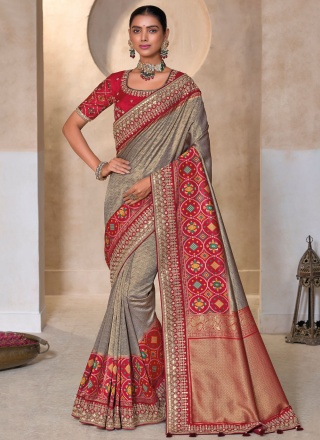 Stunning Kanjivaram Silk Khatli Work Traditional S