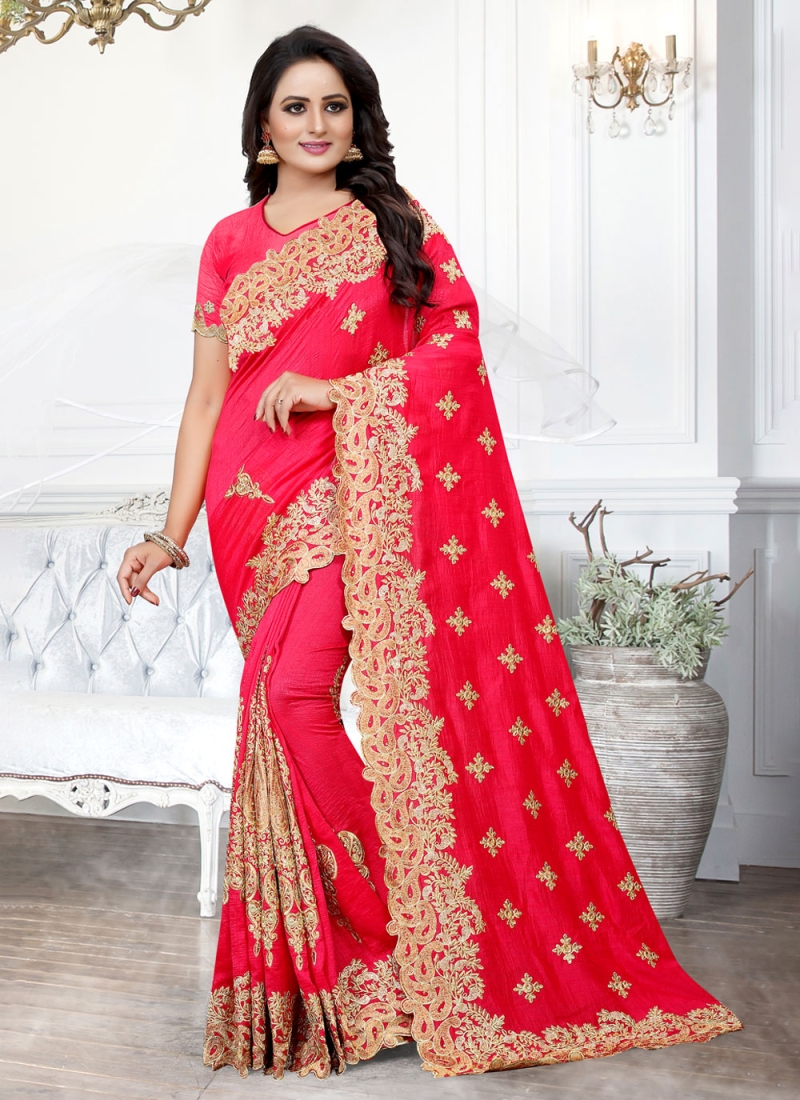 Enticing Raw Silk Rani Trendy Saree