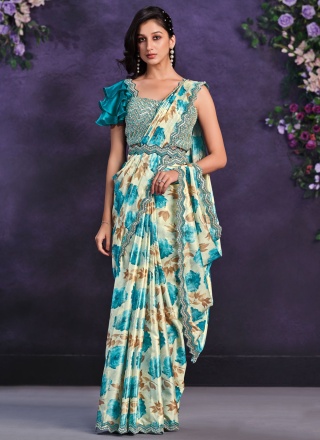 Stylish Sequins Satin Silk Multi Colour Contempora