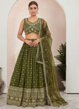 Suave pure-dola Jacquard Work Green Readymade Lehenga Choli