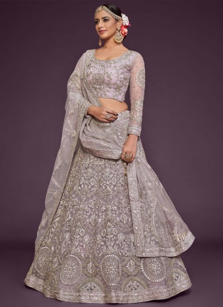 Designer Bridal Lehenga - Grey Embroidered Pure Organza Lehenga Choli –  Empress Clothing