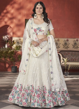 Sunshine Off White Floral Patterns A Line Lehenga Choli