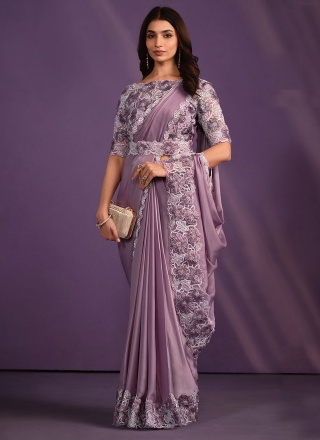 Tantalizing Thread Lavender Contemporary Saree