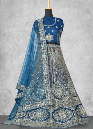 Teal Mehndi Trendy Lehenga Choli