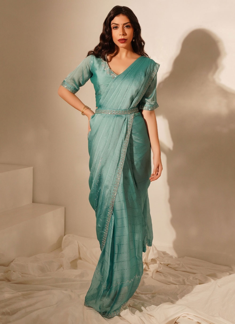 Teal Party Classic Saree