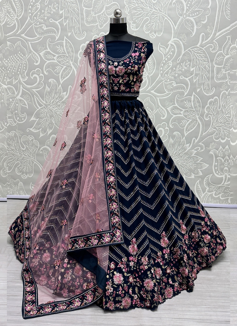 Tempting Navy Blue Trendy Lehenga Choli