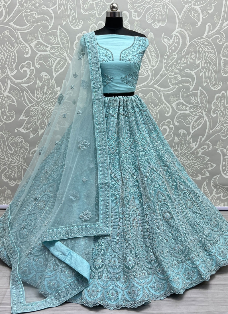 Sky Blue Lehenga Choli - Buy Trending Sky Blue Color Lehenga Choli at Best  Price - Kloth Trend