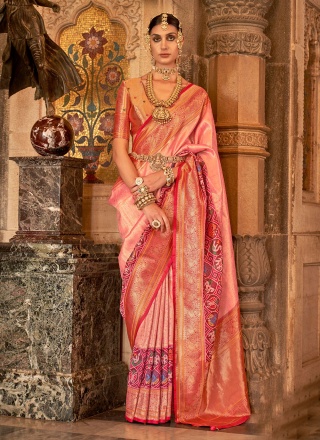 Georgette Hot Pink Plain Saree