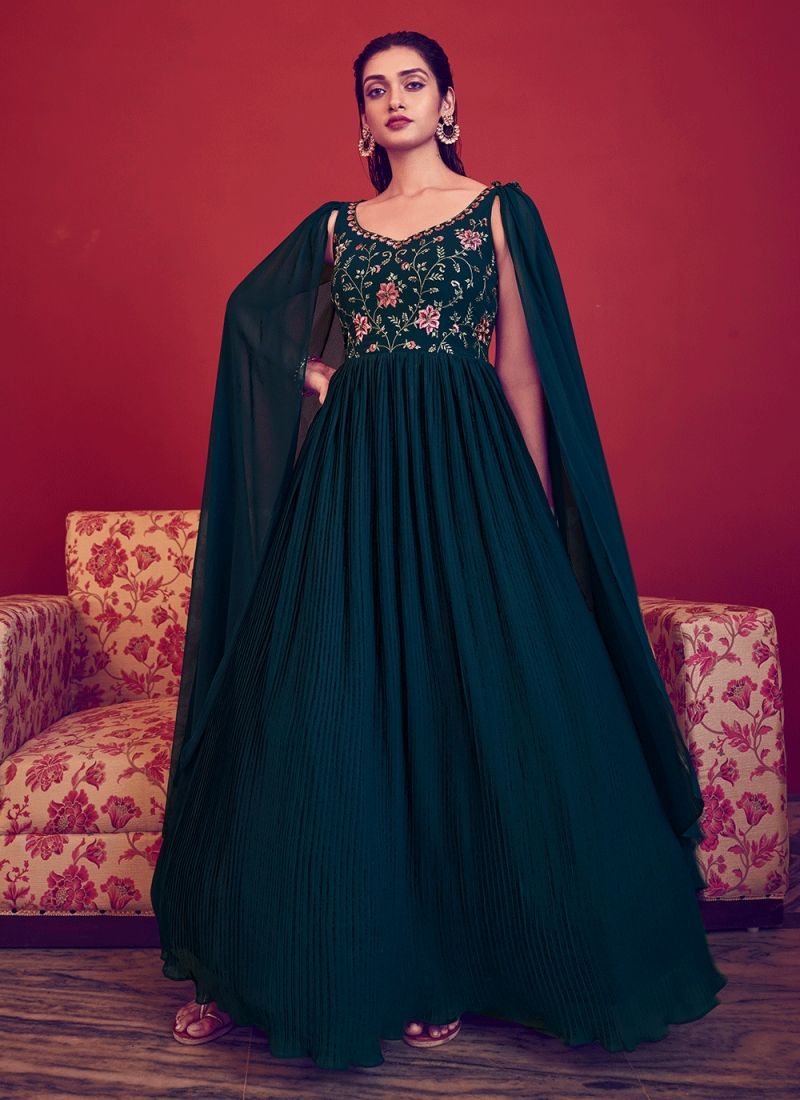 Topnotch Teal Readymade Gown