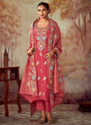 Transcendent Rose Pink Embroidered Designer Salwar