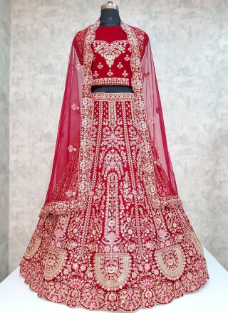 Transcendent Velvet Embroidered Rani Lehenga Choli