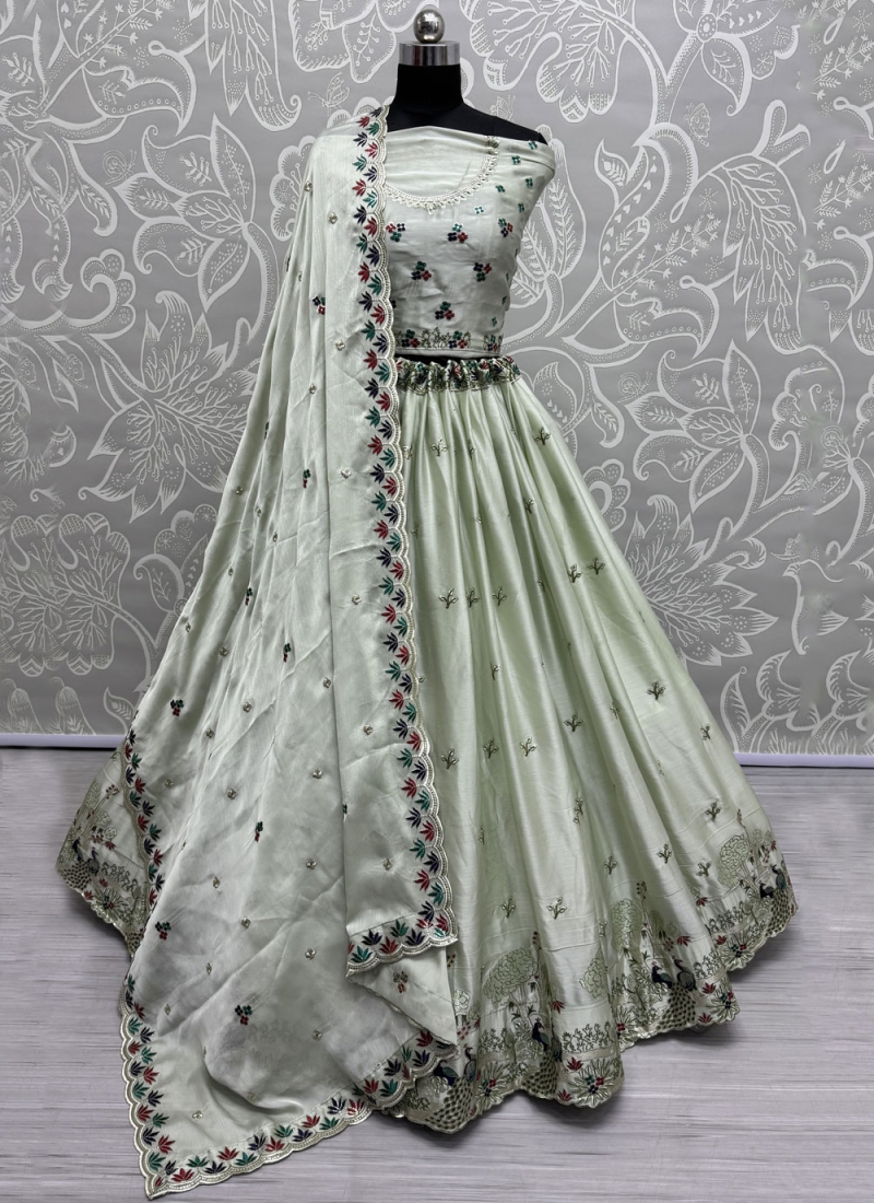 Trendy Lehenga Choli Fancy Silk in Green