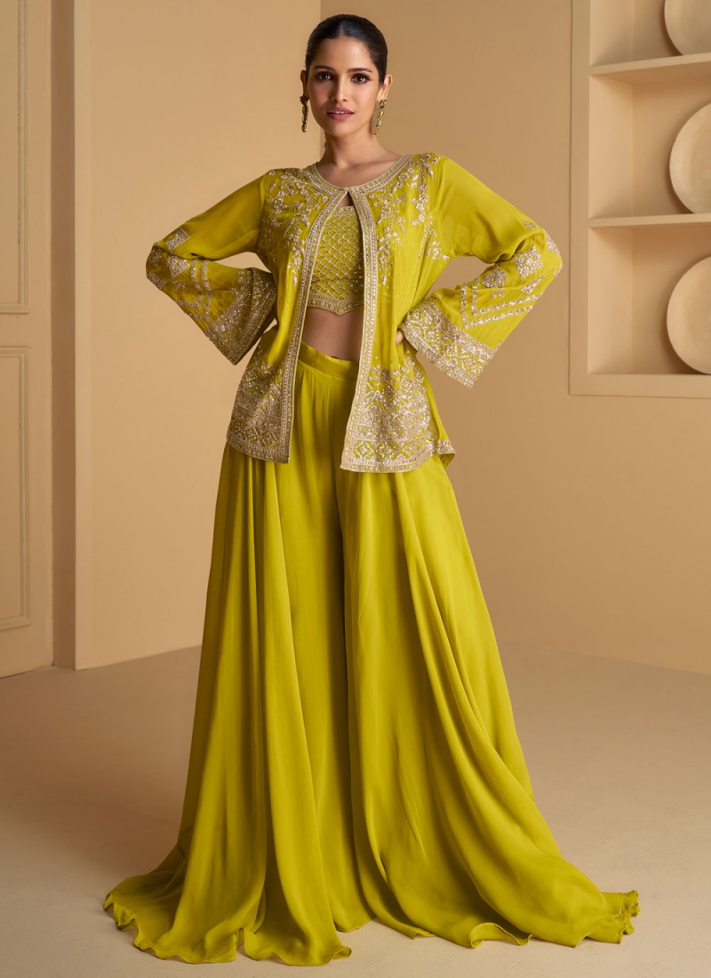 Trendy Salwar Kameez Embroidered Georgette in Green