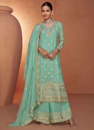 Turquoise Sangeet Designer Salwar Kameez