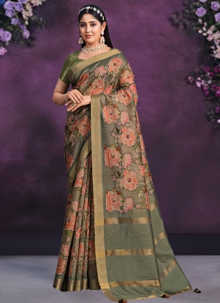 Tussar Silk Brown Classic Saree