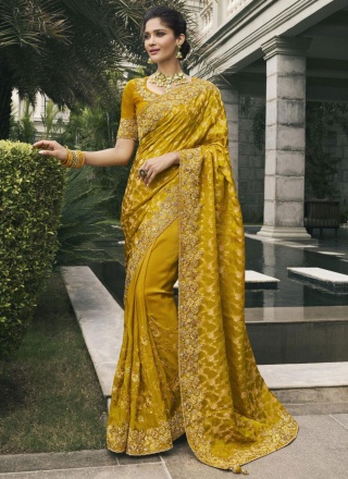 Tussar Silk Trendy Saree in Mustard