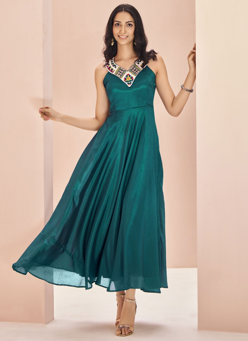 Unique Green and Teal Festival Designer Kurti