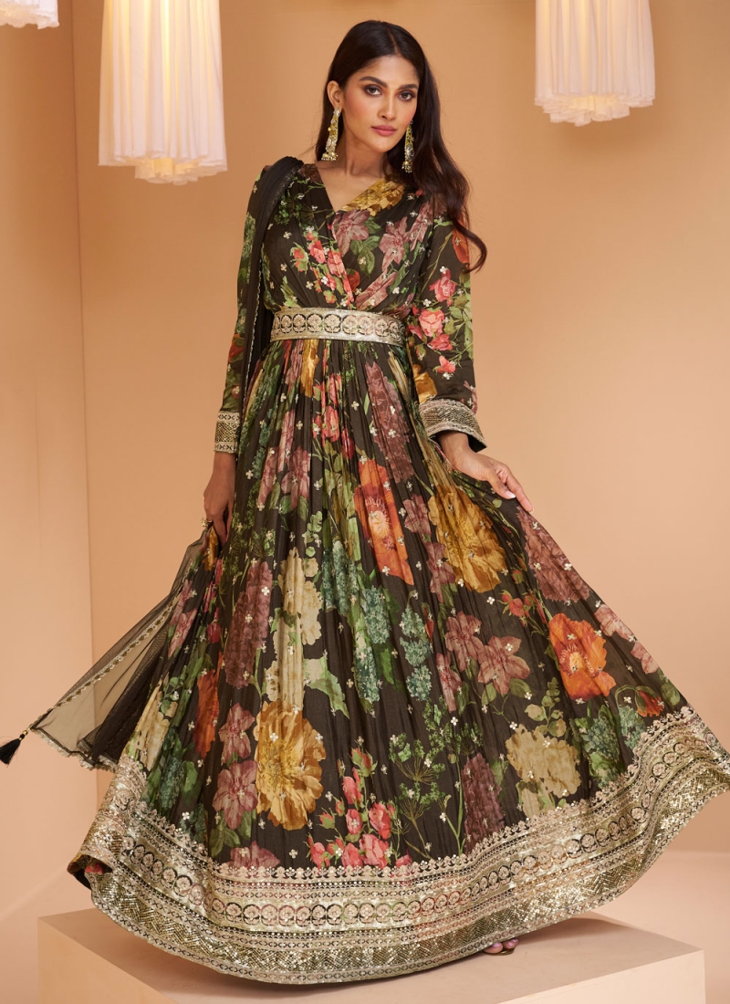 Multicolor Brocade Jacket And Taffeta Skirt | Stylish dresses, Stylish dress  designs, Indian fashion dresses