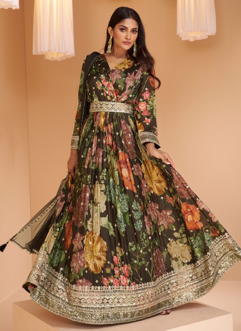 Georgette Self Design M 1148 trend new gown, MULTI COLOR at Rs 630 in Surat