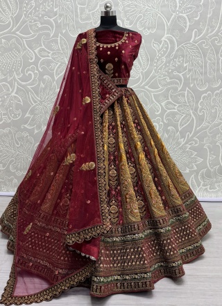 Velvet Sequins Mustard Trendy Lehenga Choli