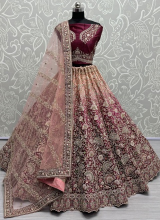 Velvet Trendy Lehenga Choli in Hot Pink