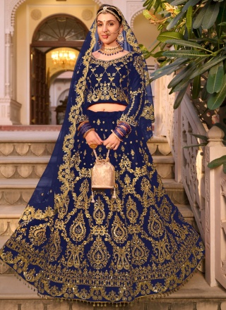 Vibrant Velvet Embroidered Trendy Lehenga Choli