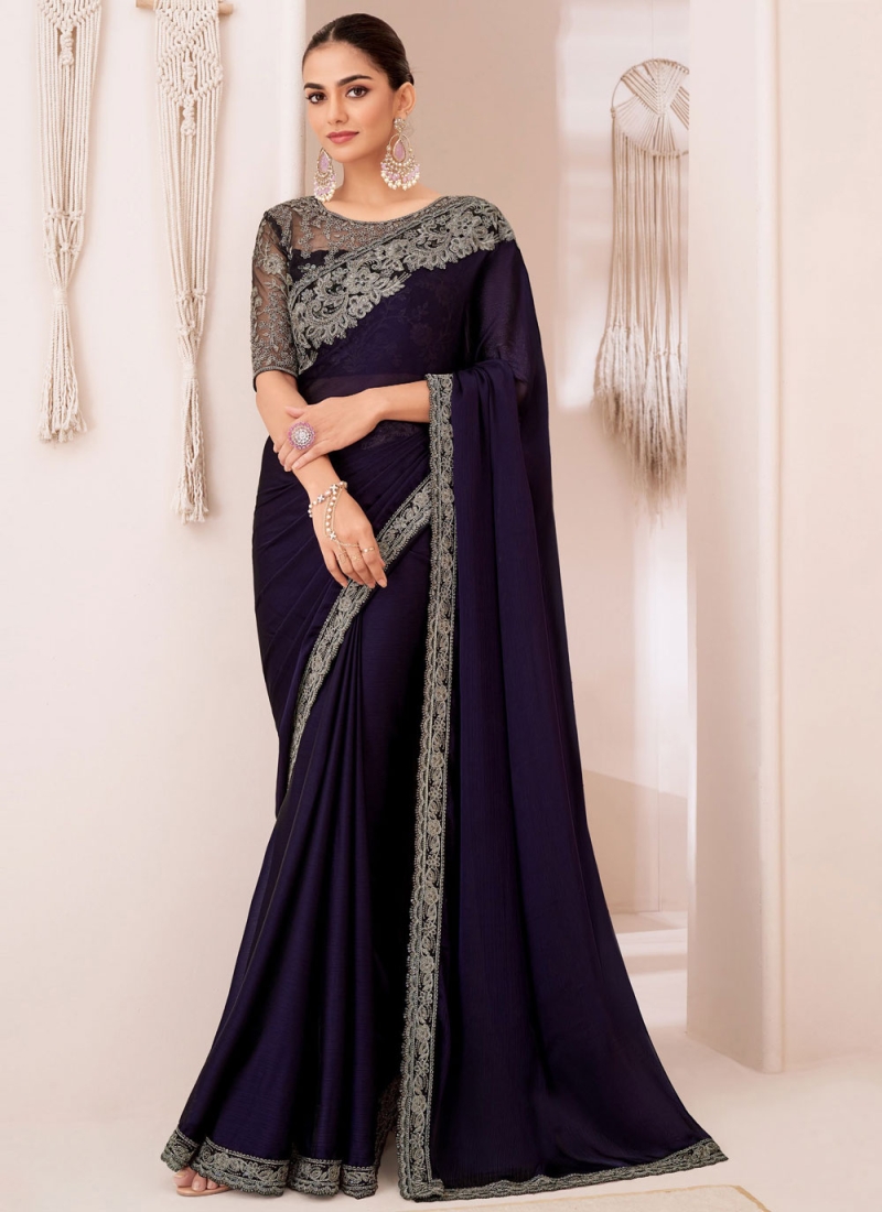 Violet Georgette Contemporary Saree