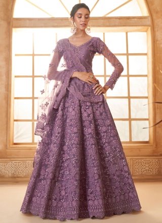 Violet Thread Net Lehenga Choli