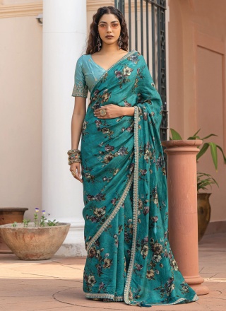 Viscose Classic Saree in Teal