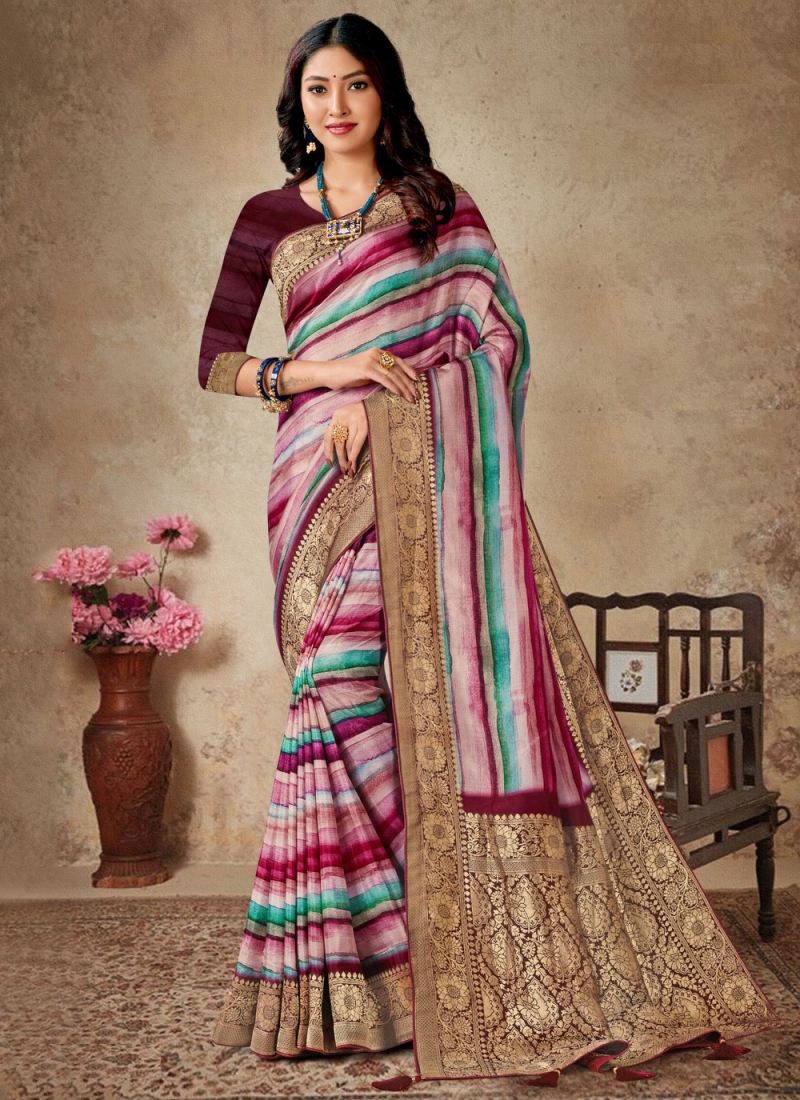 Viscose Digital Print Multi Colour Classic Saree