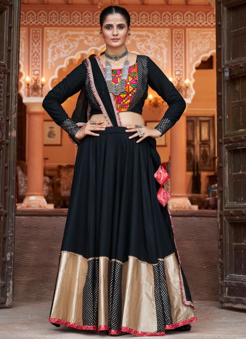 Viscose Lace Black Readymade Lehenga Choli