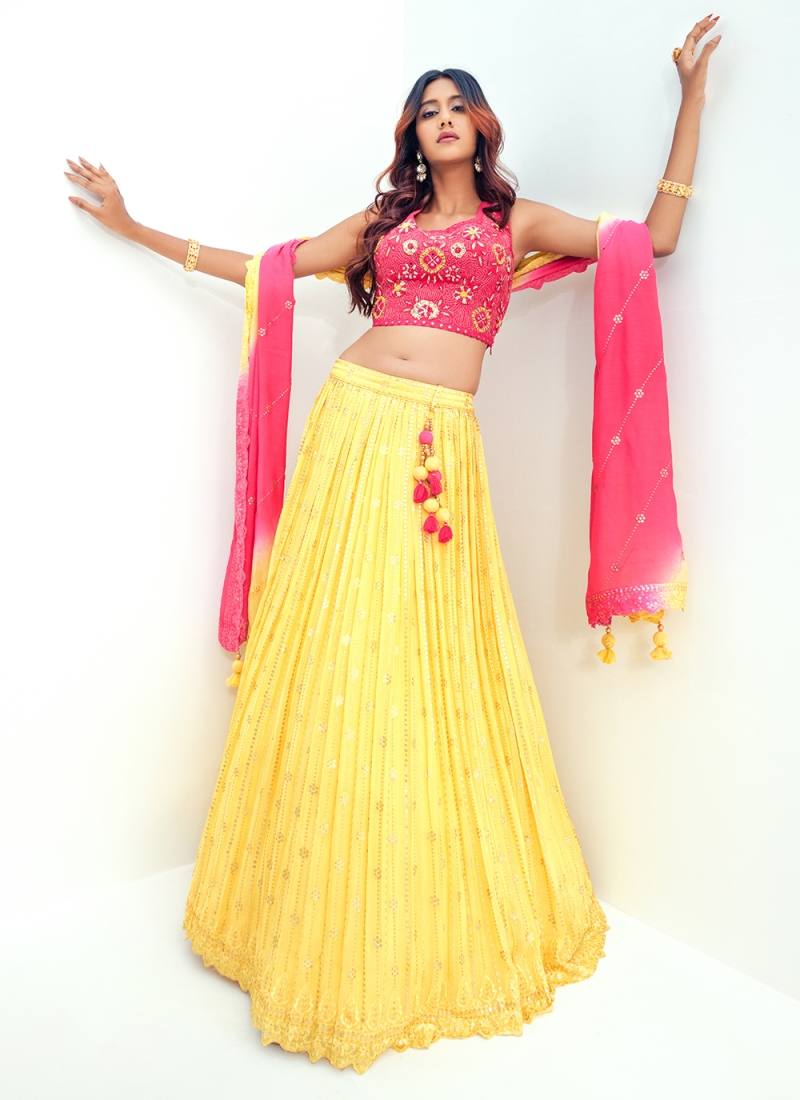 Ethereal Elegance: Yellow Silk Lehenga Choli for Weddings and Parties –  KotaSilk