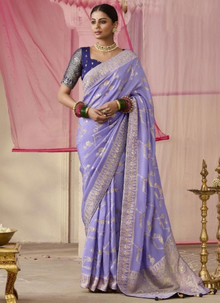 Viscose Weaving Lavender Traditional Saree