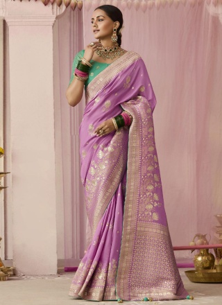 Viscose Weaving Magenta and Pink Designer Saree