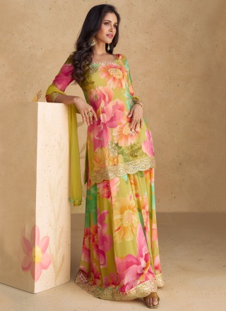 Voguish Embroidered Silk Multi Colour Designer Salwar Kameez