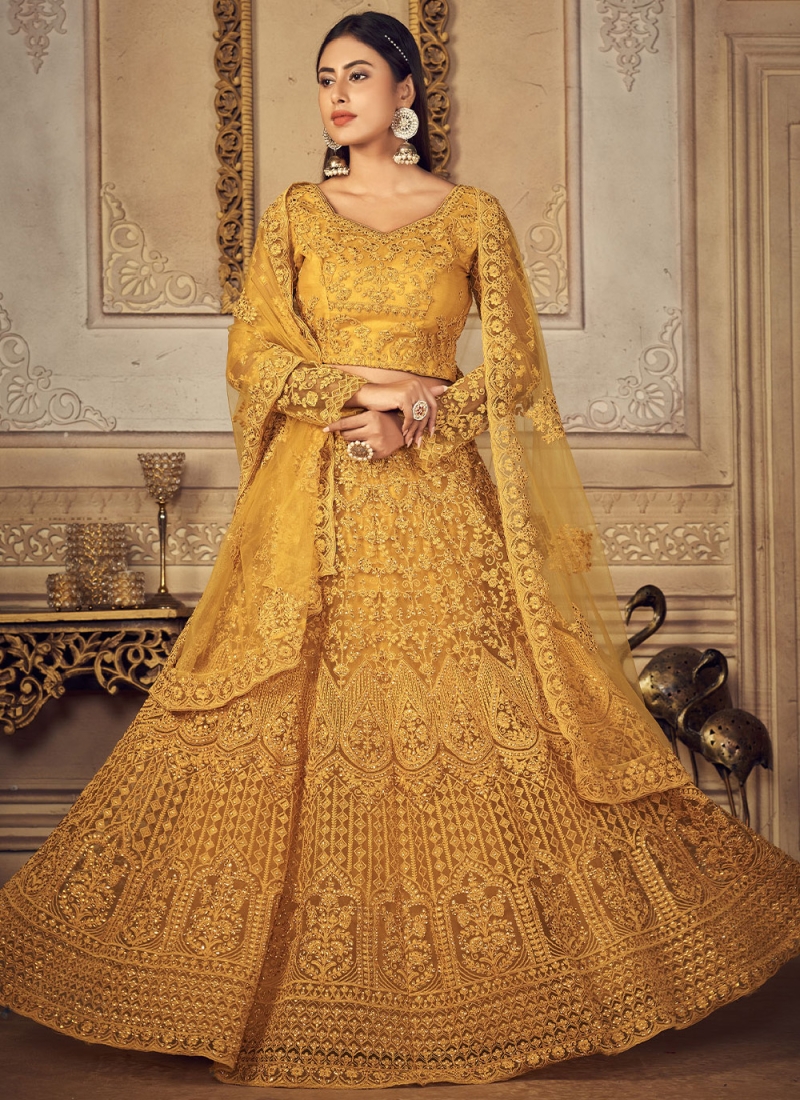 Yellow Color Georgette Sequence Work Designer Lehenga choli - Featured  Product