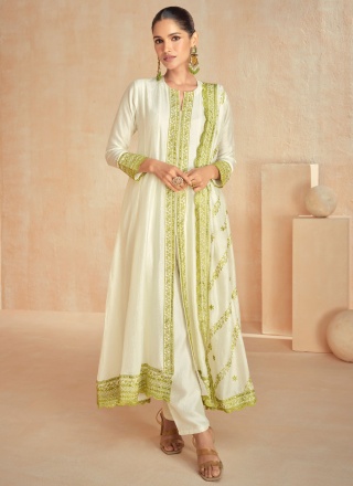 White Color Readymade Salwar Kameez