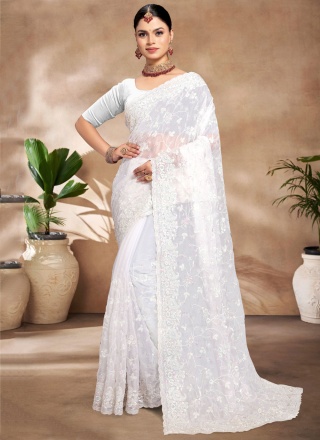 White Jimmy Chu Ceremonial Contemporary Saree