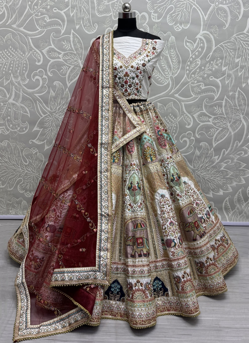 White Zari Bridal Trendy Lehenga Choli