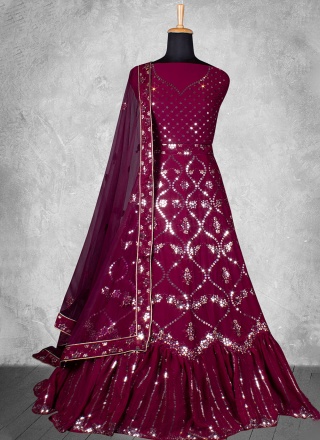 Sonorous Net Purple Thread Designer Lehenga Choli