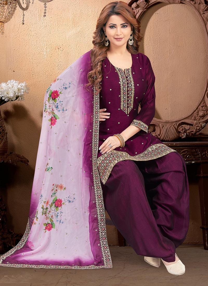 Wine Color Salwar Kameez