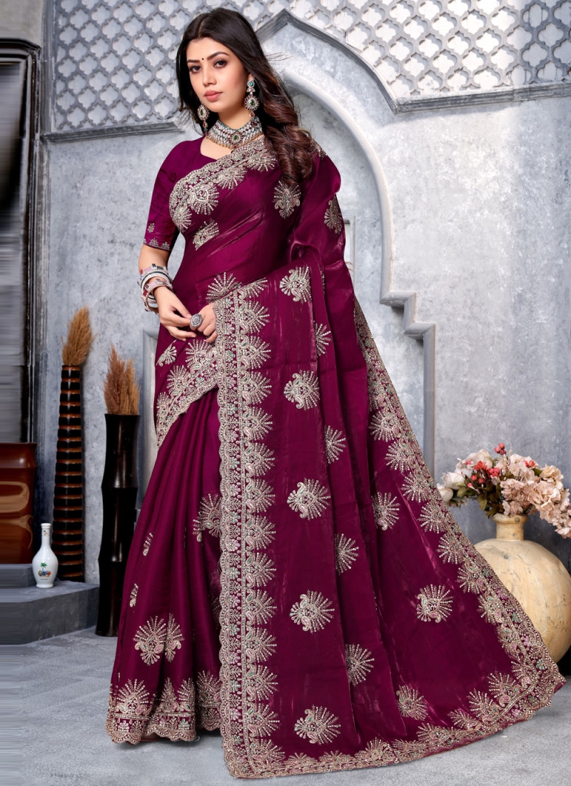 Wine Cord Party Classic Saree