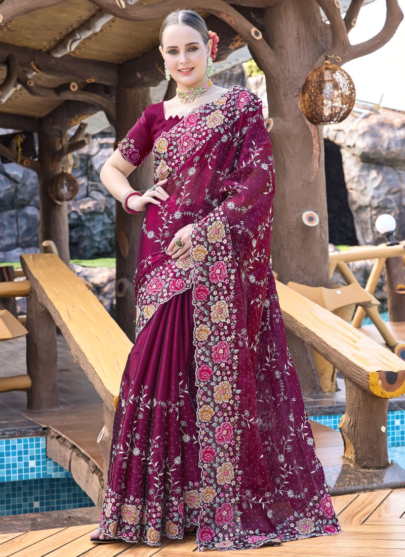 Wine Party Jimmy Chu Contemporary Saree