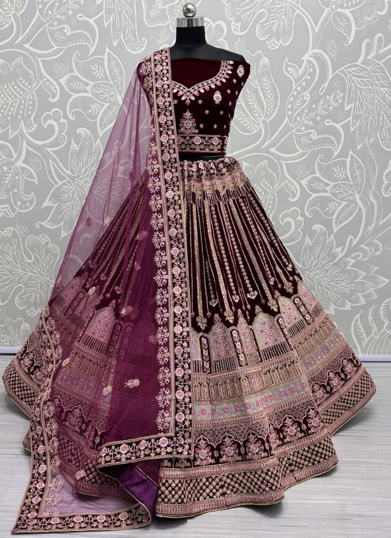 Wine Thread Designer Lehenga Choli