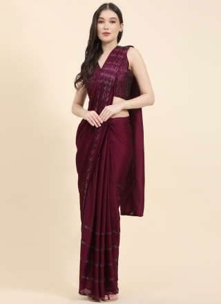 Winsome Wine Party Classic Saree